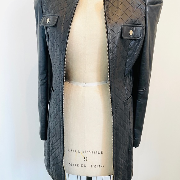NWT Lambskin Quilted Leather Car Coat - Picture 3 of 12